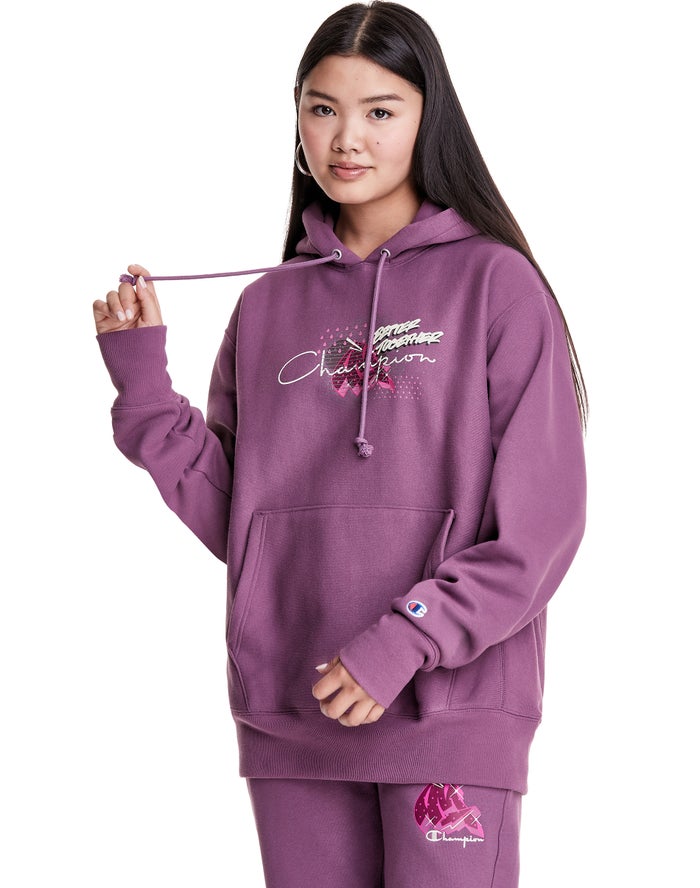 Champion Merlot Artist Series Reverse Weave Boyfriend Better Together - Naisten Violetit Huppari - S